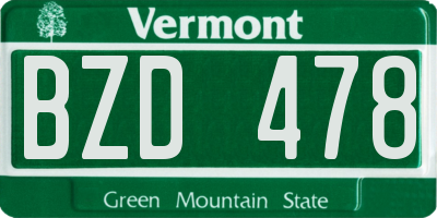 VT license plate BZD478