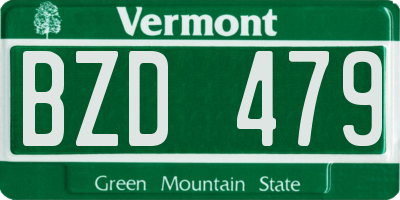VT license plate BZD479