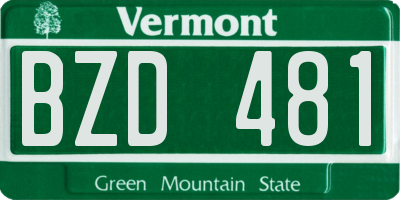 VT license plate BZD481