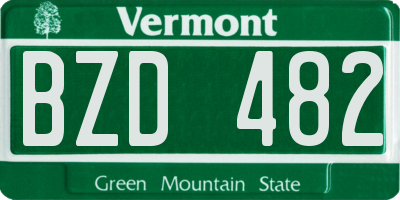 VT license plate BZD482
