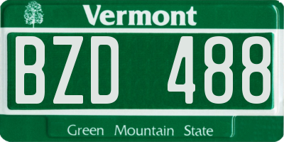 VT license plate BZD488