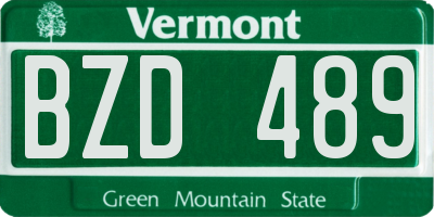 VT license plate BZD489