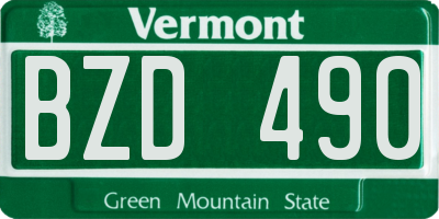 VT license plate BZD490