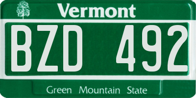 VT license plate BZD492