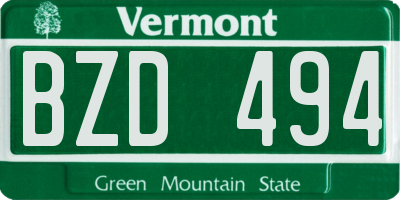 VT license plate BZD494