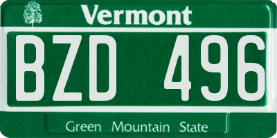 VT license plate BZD496
