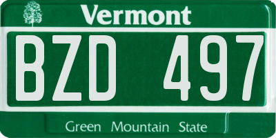 VT license plate BZD497
