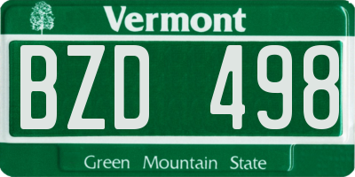 VT license plate BZD498