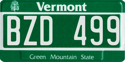 VT license plate BZD499