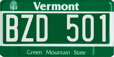 VT license plate BZD501