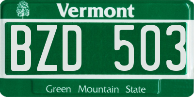 VT license plate BZD503