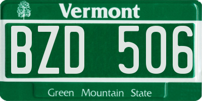 VT license plate BZD506
