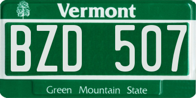VT license plate BZD507
