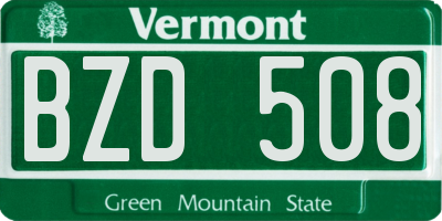 VT license plate BZD508