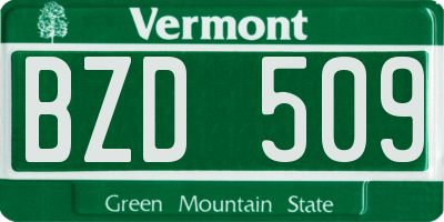 VT license plate BZD509