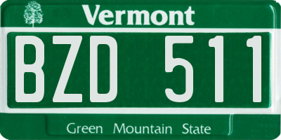VT license plate BZD511