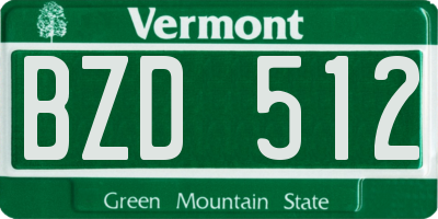 VT license plate BZD512