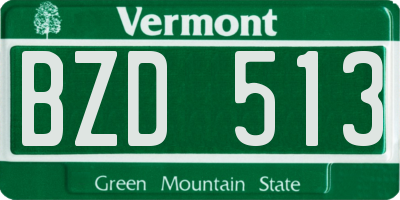 VT license plate BZD513
