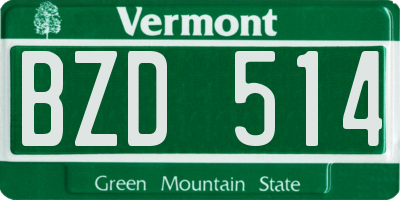 VT license plate BZD514