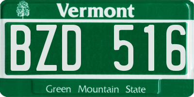 VT license plate BZD516