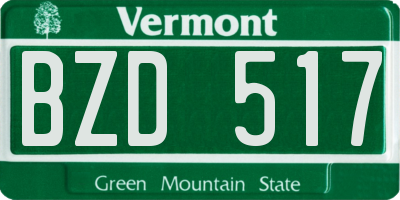 VT license plate BZD517
