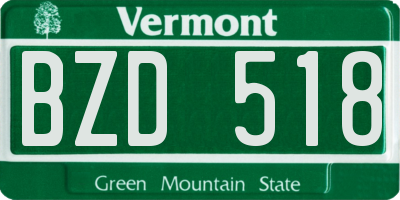 VT license plate BZD518