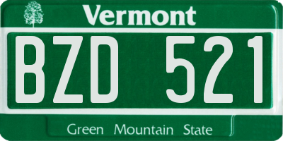 VT license plate BZD521