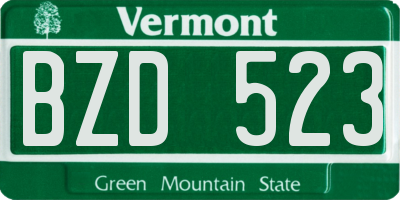 VT license plate BZD523