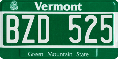 VT license plate BZD525