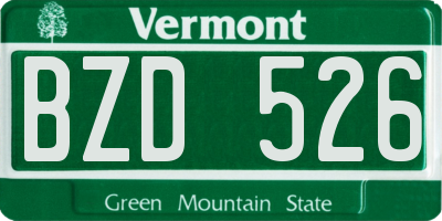 VT license plate BZD526