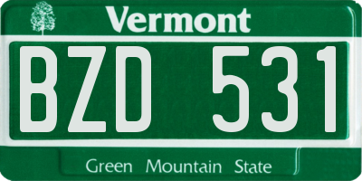 VT license plate BZD531