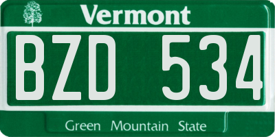VT license plate BZD534