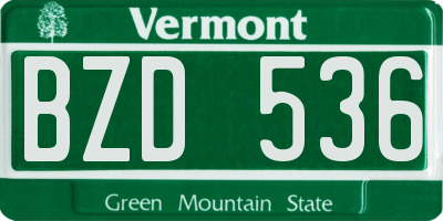VT license plate BZD536