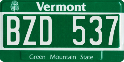 VT license plate BZD537