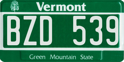 VT license plate BZD539