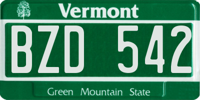 VT license plate BZD542