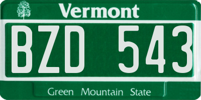 VT license plate BZD543