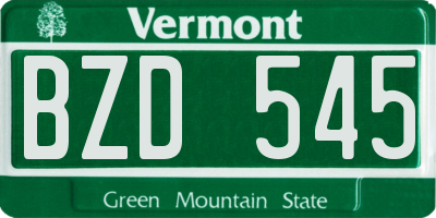VT license plate BZD545