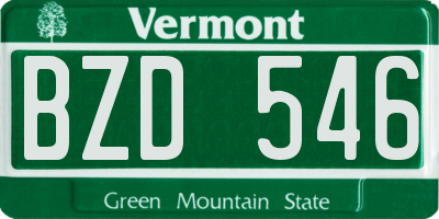 VT license plate BZD546