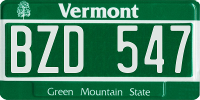 VT license plate BZD547