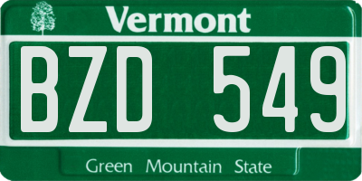 VT license plate BZD549