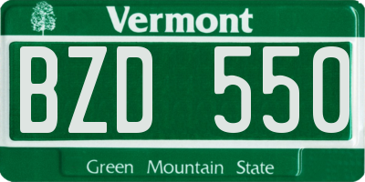 VT license plate BZD550
