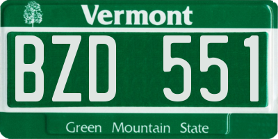 VT license plate BZD551