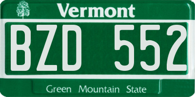 VT license plate BZD552