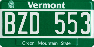 VT license plate BZD553