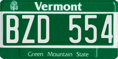 VT license plate BZD554