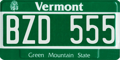 VT license plate BZD555