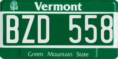 VT license plate BZD558