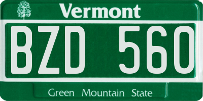 VT license plate BZD560