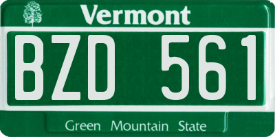 VT license plate BZD561